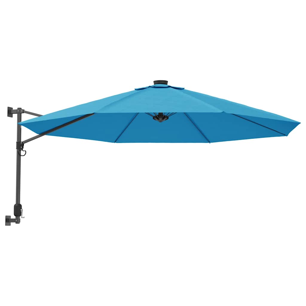 Ombrellone a Parete con LED Blu Mare 290 cm