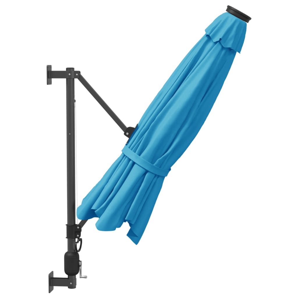 Ombrellone a Parete con LED Blu Mare 290 cm