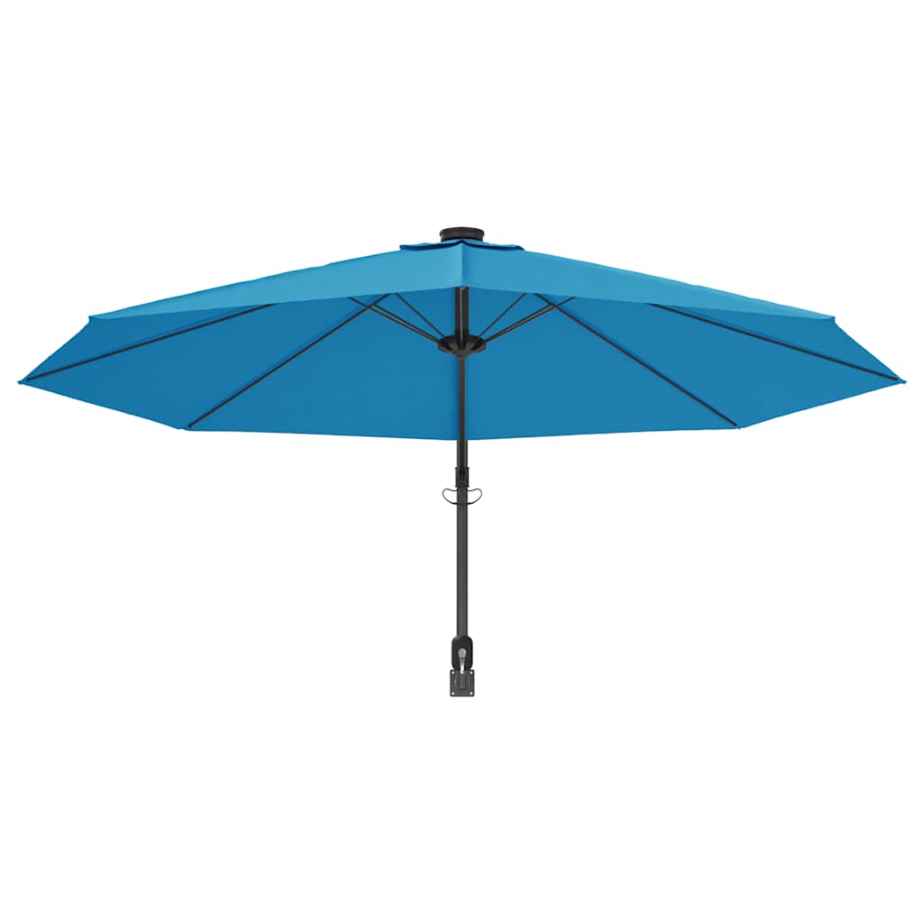 Ombrellone a Parete con LED Blu Mare 290 cm
