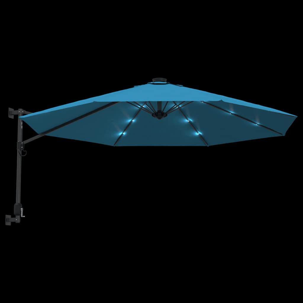 Ombrellone a Parete con LED Blu Mare 290 cm