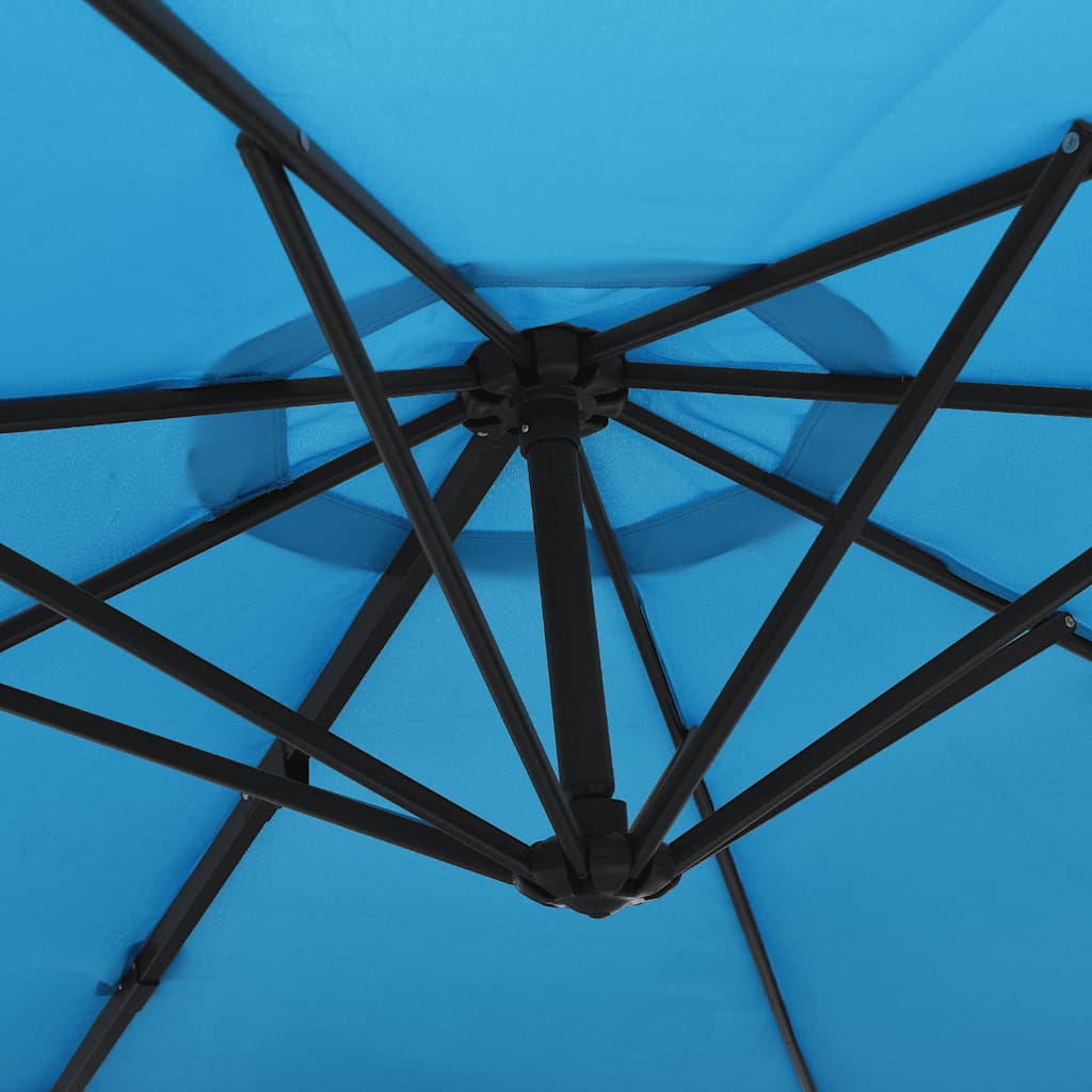 Ombrellone a Parete con LED Blu Mare 290 cm