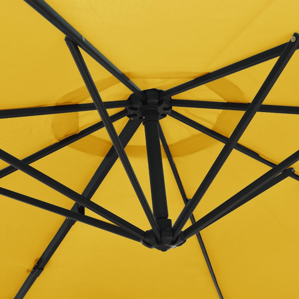 Ombrellone a Parete con LED Giallo 290 cm