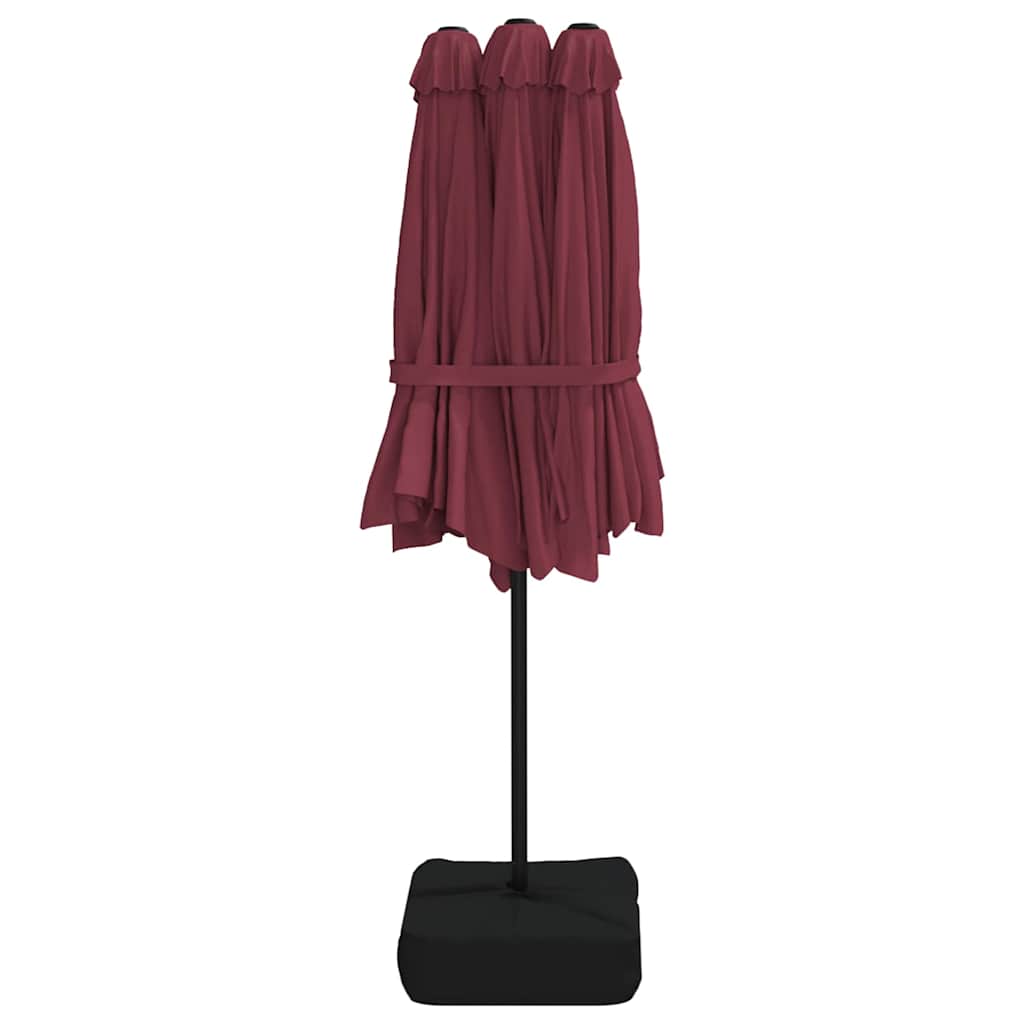 Ombrellone da Giardino a Doppia Testa Rosso Bordeaux 449x265 cm