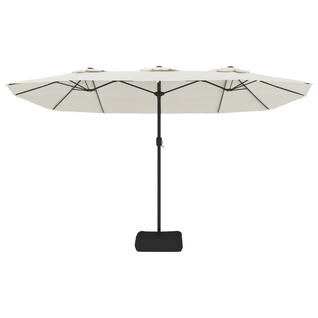 Ombrellone a Doppia Testa con LED Bianco Sabbia 449x265 cm
