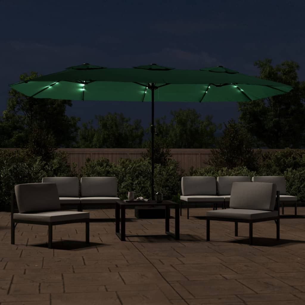 Ombrellone a Doppia Testa con LED Verde 449x265 cm