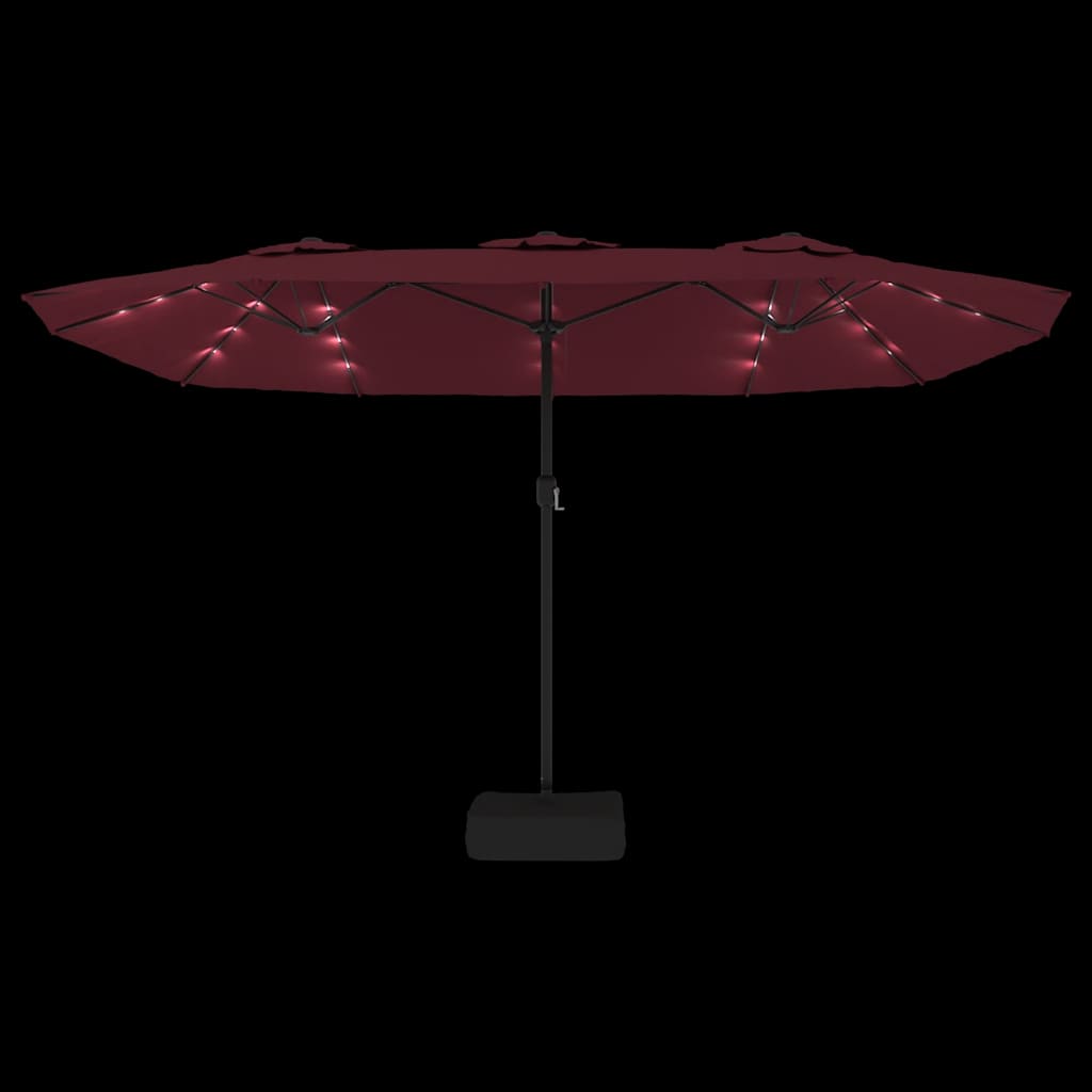 Ombrellone a Doppia Testa con LED Rosso Bordeaux 449x265 cm