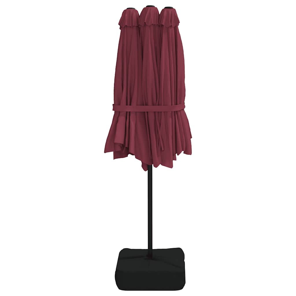 Ombrellone a Doppia Testa con LED Rosso Bordeaux 449x265 cm