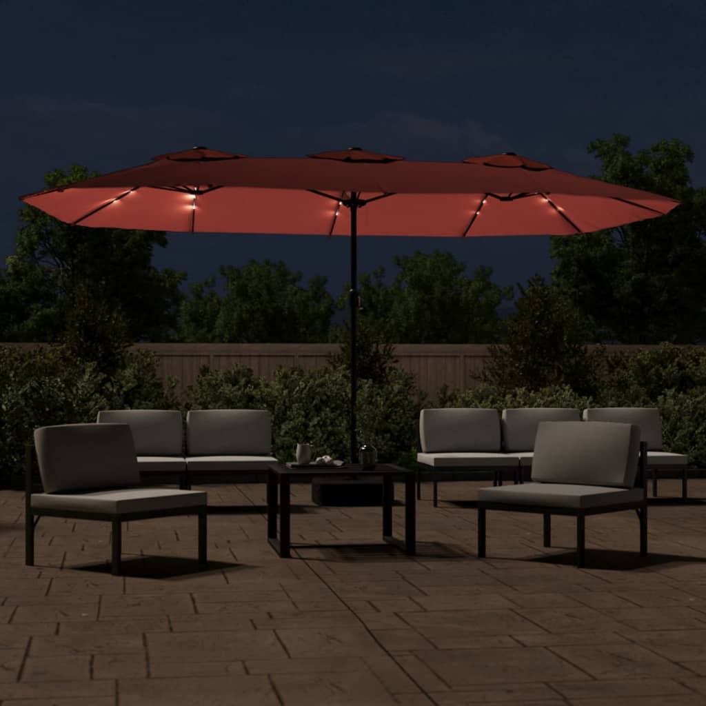 Ombrellone a Doppia Testa con LED Terracotta 449x265 cm
