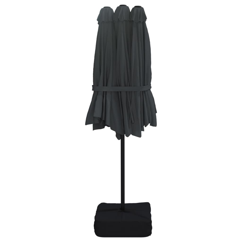 Ombrellone a Doppia Testa con LED Nero 449x265 cm