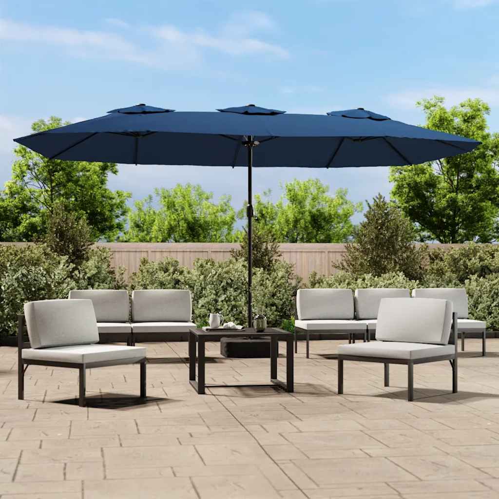 Ombrellone a Doppia Testa con LED Azzurro 449x265 cm