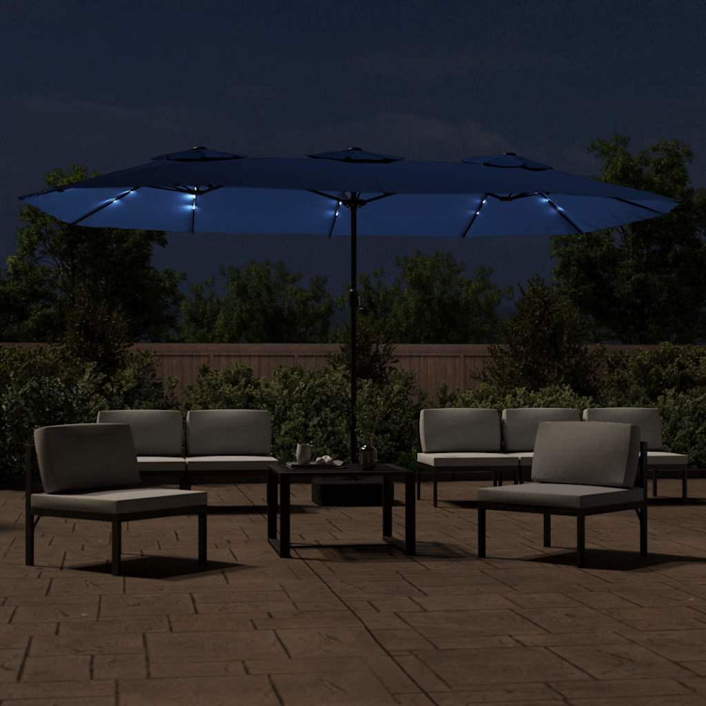 Ombrellone a Doppia Testa con LED Azzurro 449x265 cm