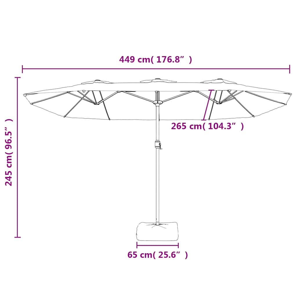 Ombrellone a Doppia Testa con LED Azzurro 449x265 cm