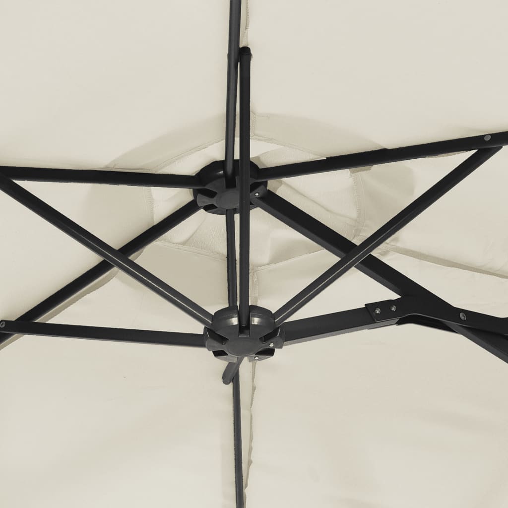 Ombrellone a Doppia Testa Bianco Sabbia 316x145 cm