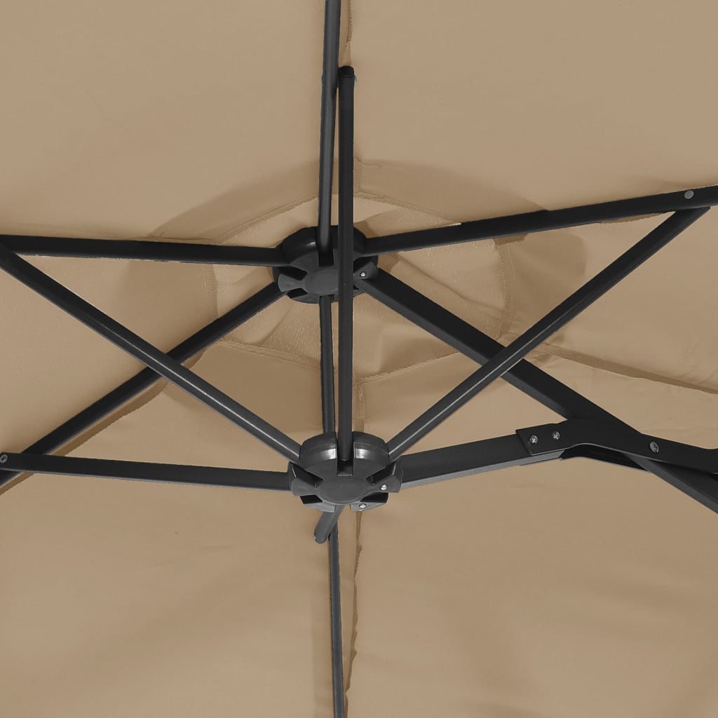 Ombrellone a Doppia Testa Tortora 316x145 cm