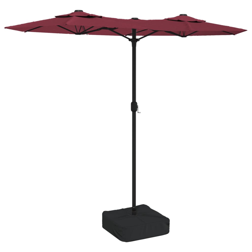 Ombrellone da Giardino a Doppia Testa Rosso Bordeaux 316x145 cm