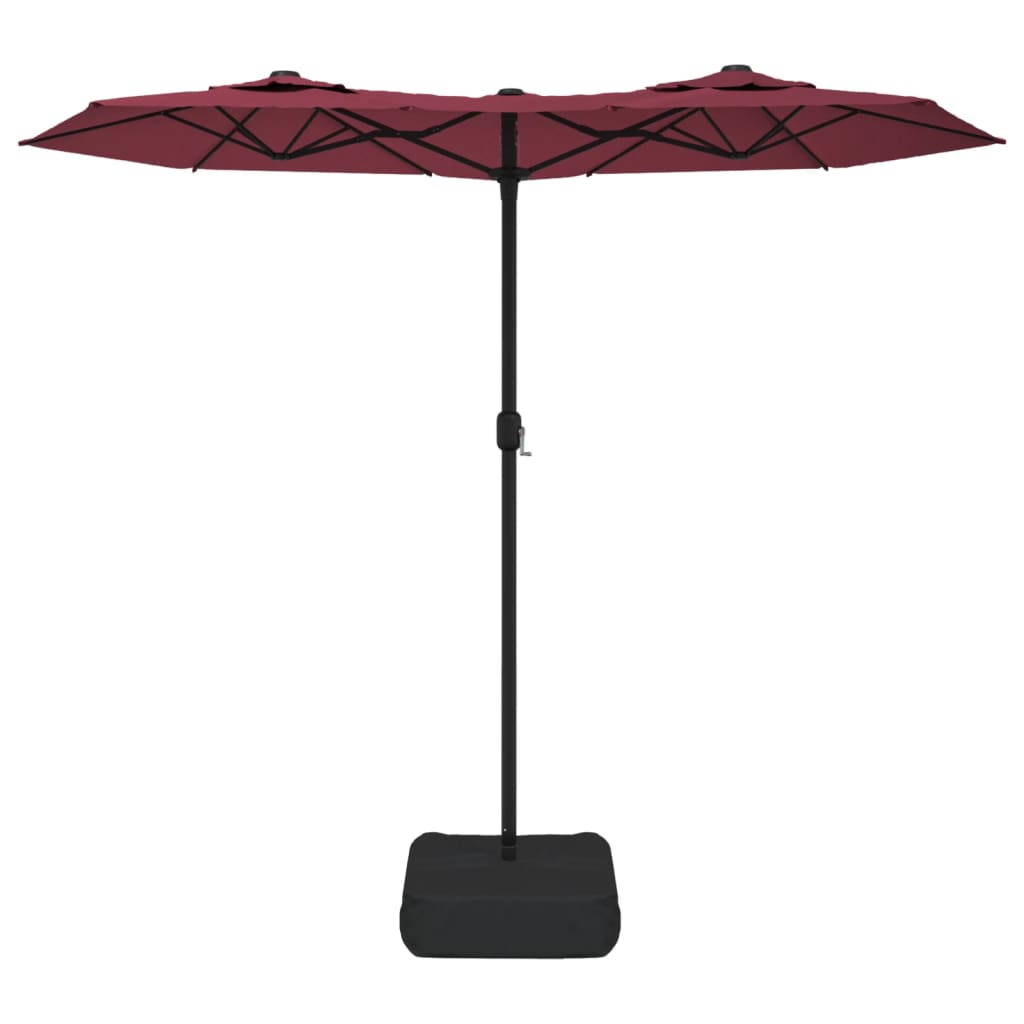 Ombrellone da Giardino a Doppia Testa Rosso Bordeaux 316x145 cm