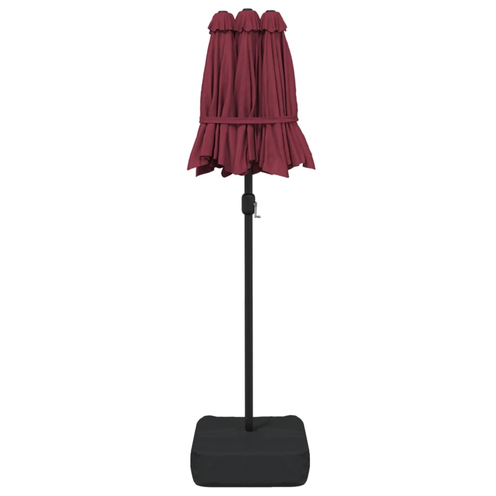 Ombrellone da Giardino a Doppia Testa Rosso Bordeaux 316x145 cm