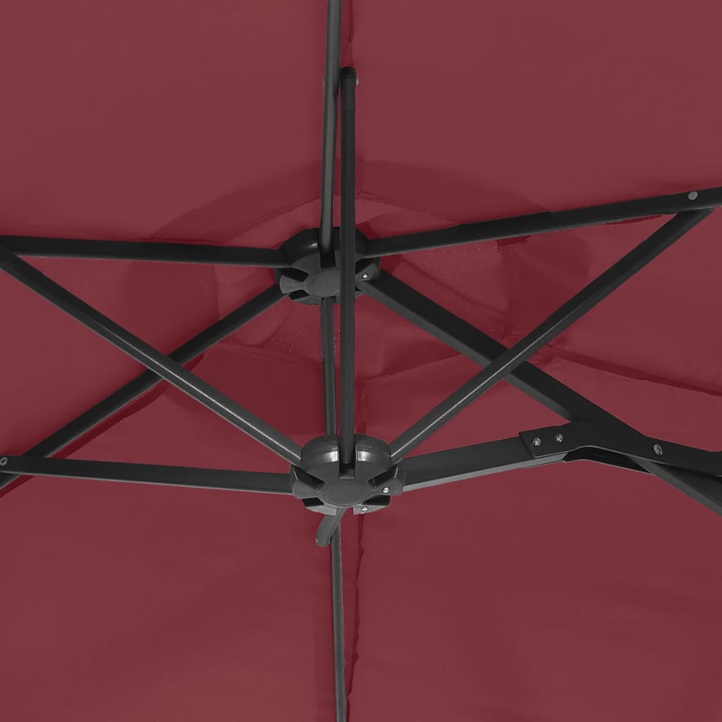 Ombrellone da Giardino a Doppia Testa Rosso Bordeaux 316x145 cm