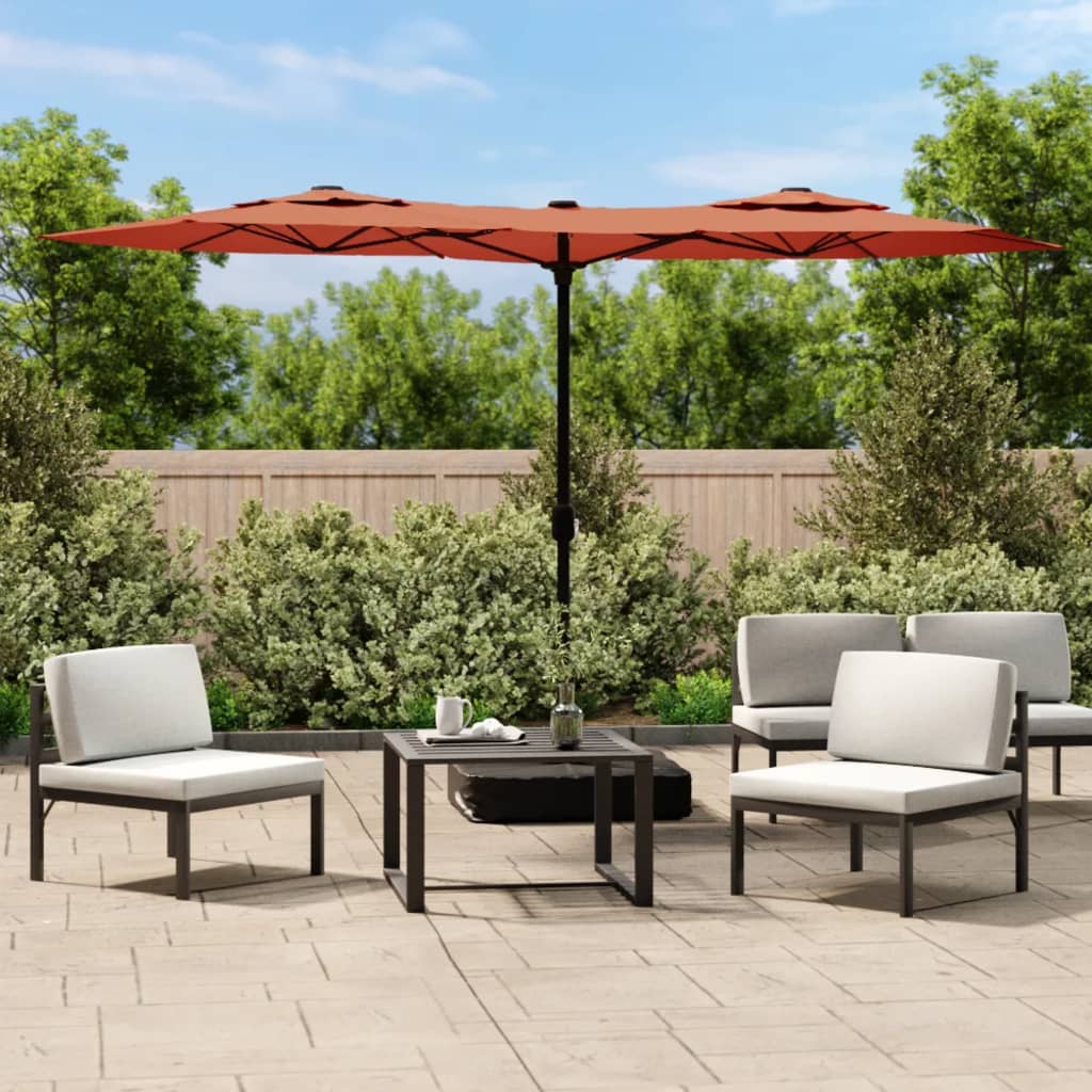 Ombrellone a Doppia Testa Terracotta 316x145 cm