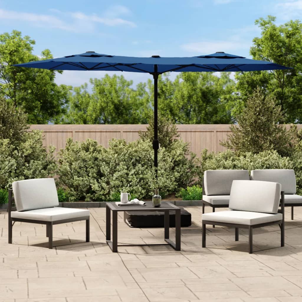 Ombrellone a Doppia Testa Azzurro 316x145 cm