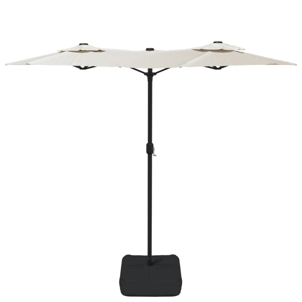 Ombrellone a Doppia Testa con LED Bianco Sabbia 316x145 cm