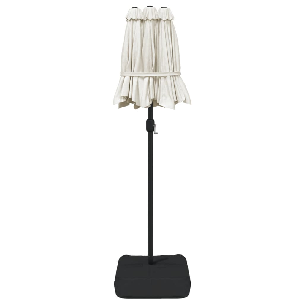 Ombrellone a Doppia Testa con LED Bianco Sabbia 316x145 cm