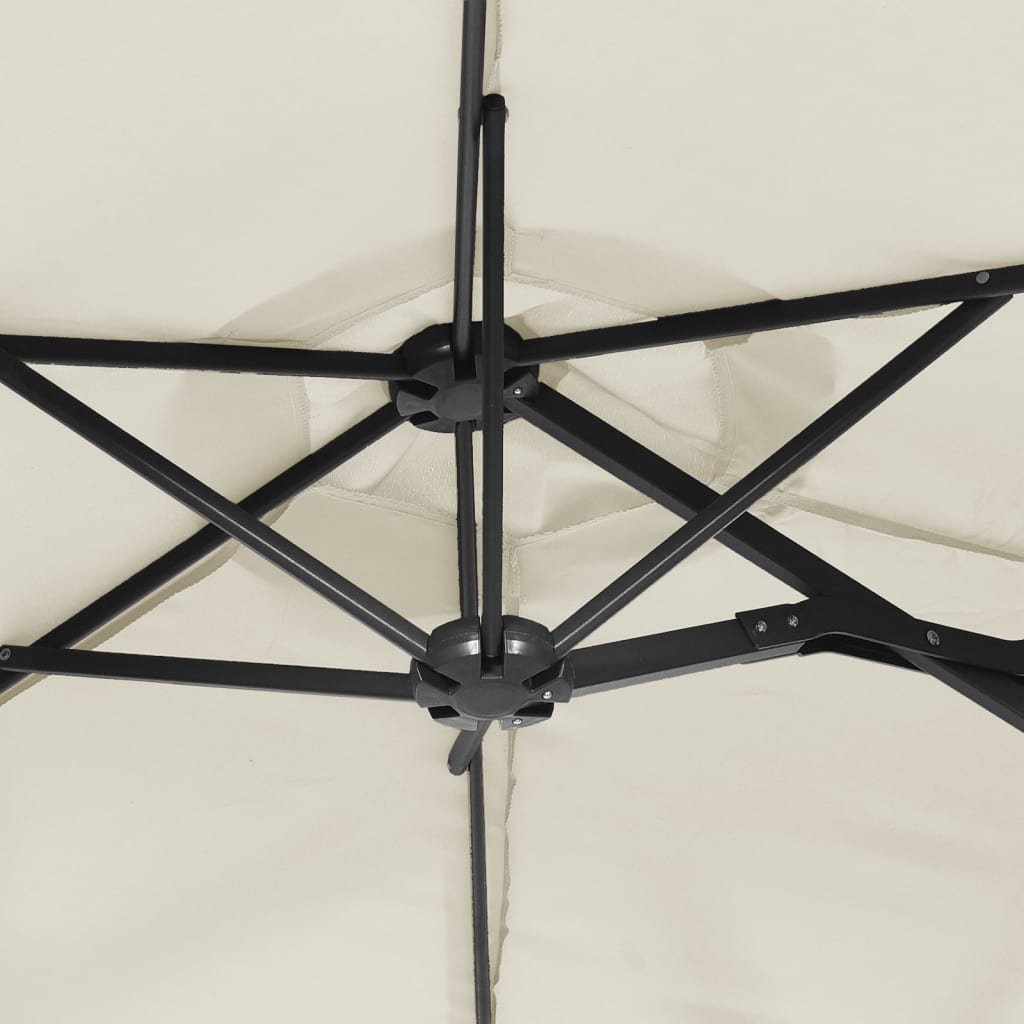 Ombrellone a Doppia Testa con LED Bianco Sabbia 316x145 cm