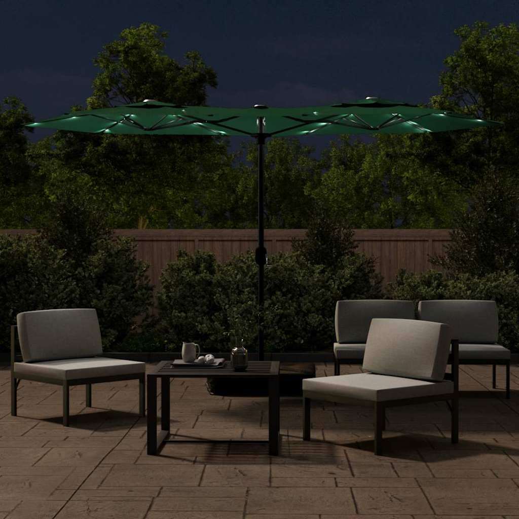 Ombrellone a Doppia Testa con LED Verde 316x145 cm
