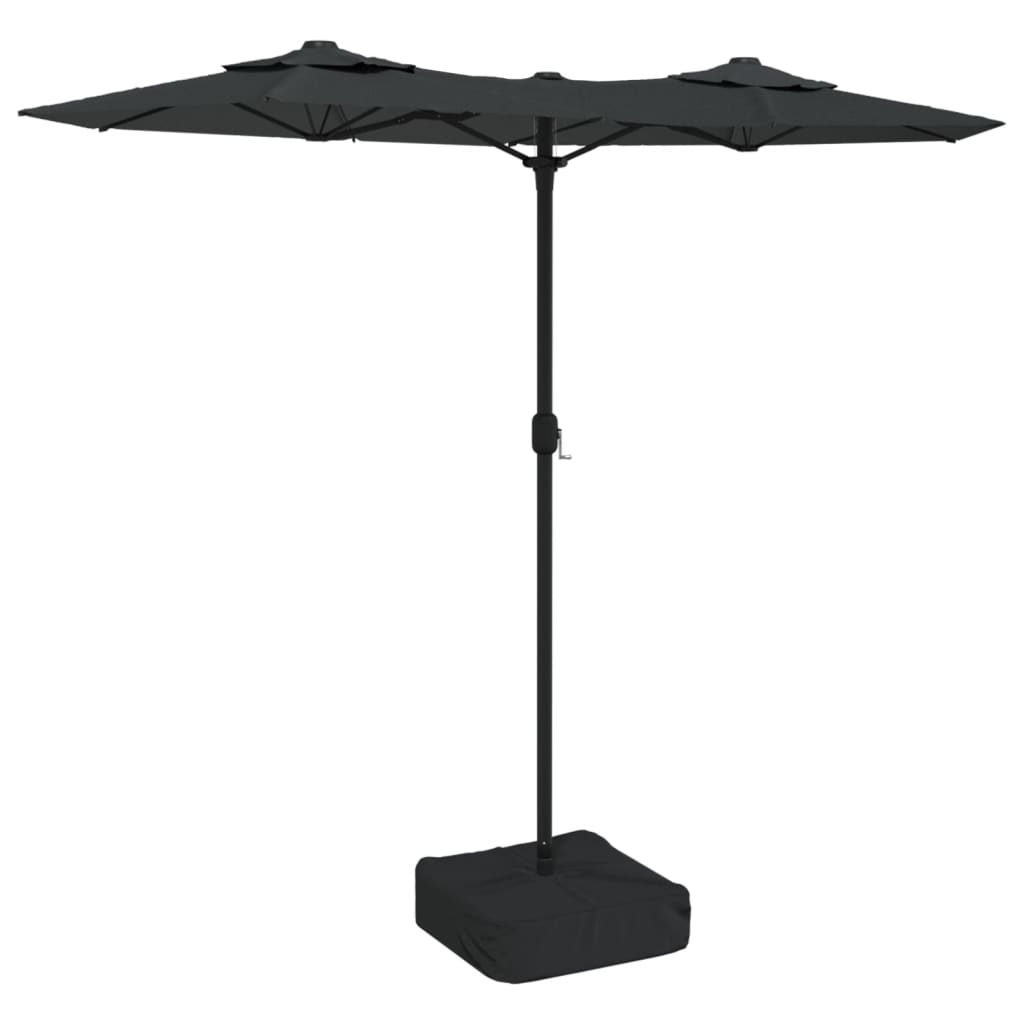Ombrellone a Doppia Testa con LED Antracite 316x145 cm