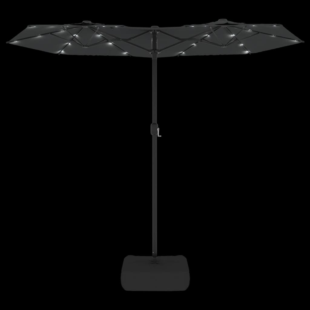 Ombrellone a Doppia Testa con LED Antracite 316x145 cm