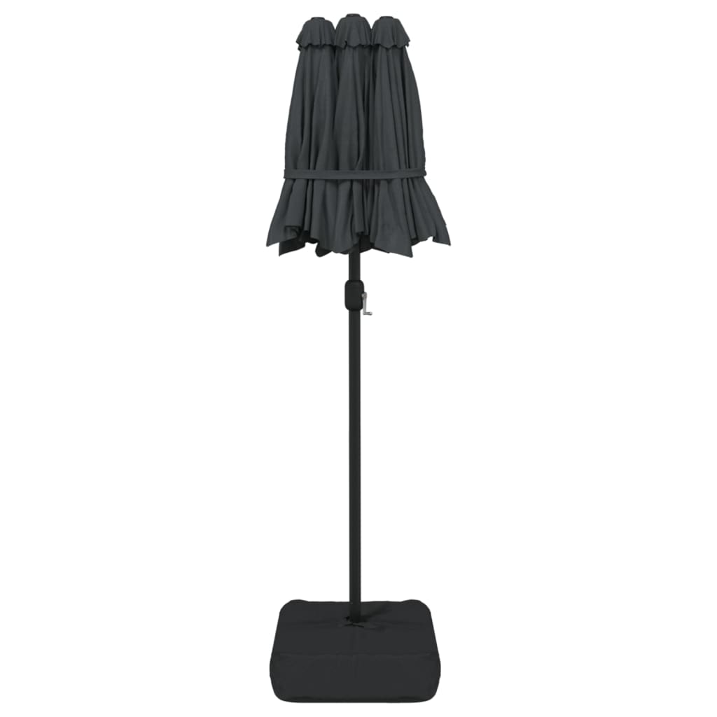 Ombrellone a Doppia Testa con LED Antracite 316x145 cm