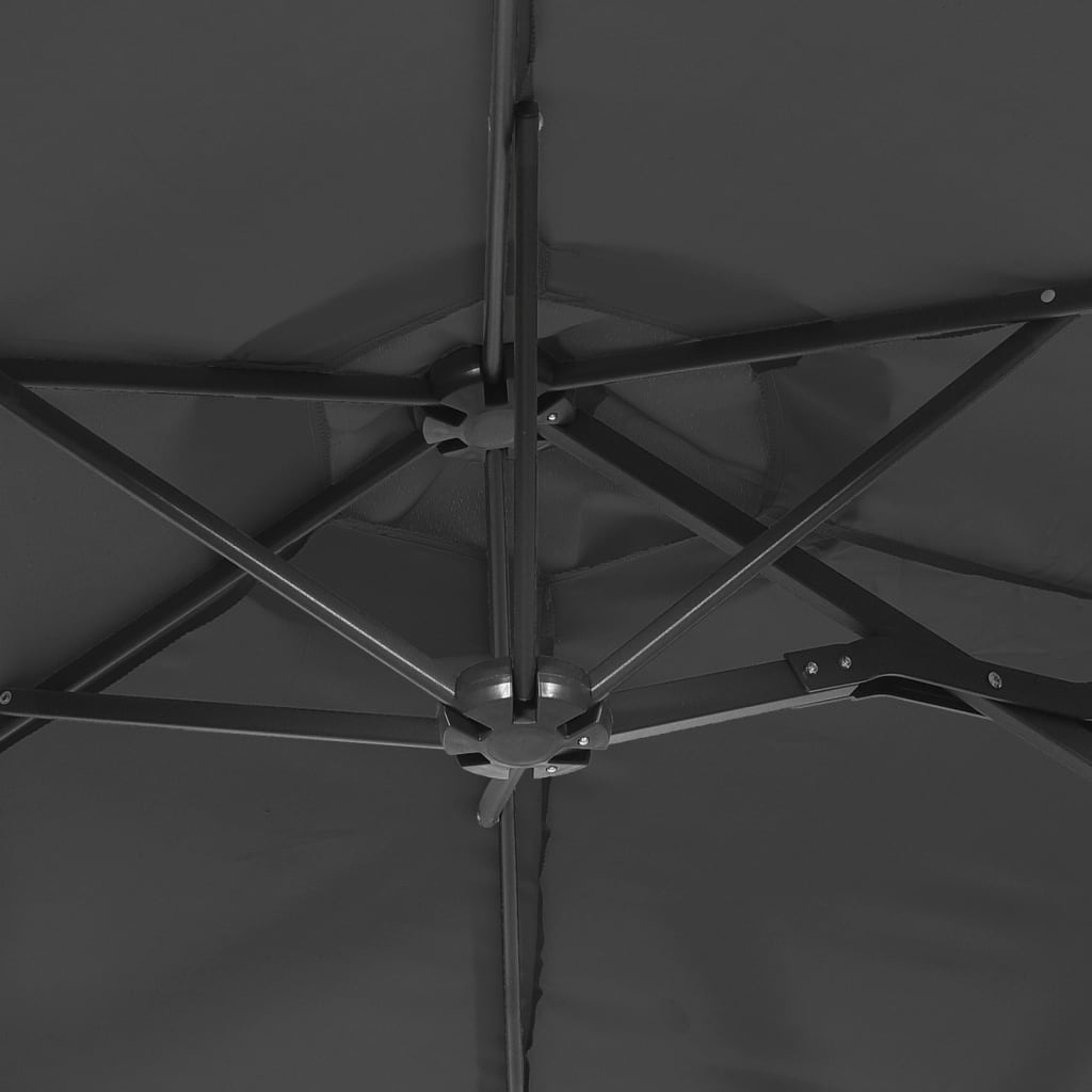 Ombrellone a Doppia Testa con LED Antracite 316x145 cm
