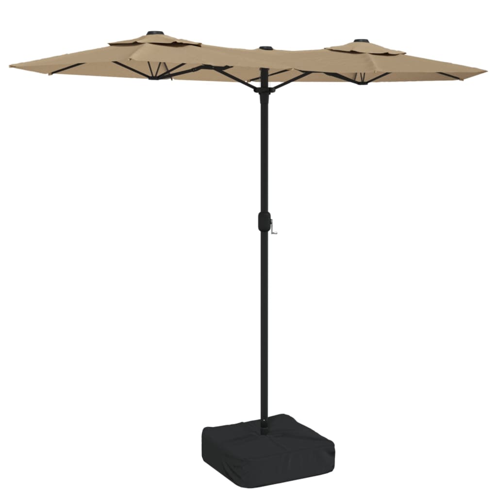 Ombrellone a Doppia Testa con LED Tortora 316x145 cm