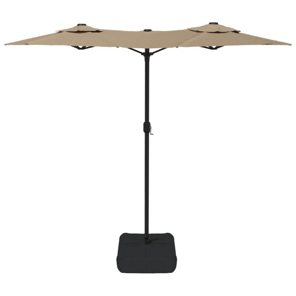 Ombrellone a Doppia Testa con LED Tortora 316x145 cm