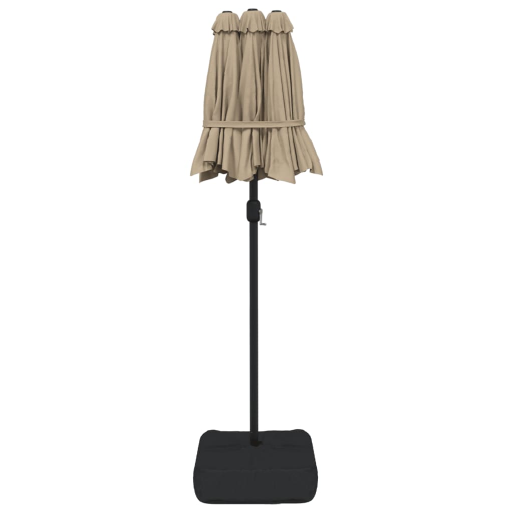 Ombrellone a Doppia Testa con LED Tortora 316x145 cm