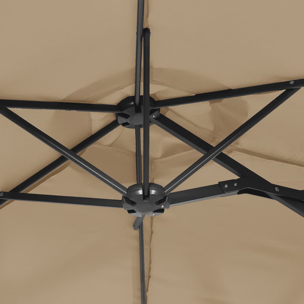 Ombrellone a Doppia Testa con LED Tortora 316x145 cm