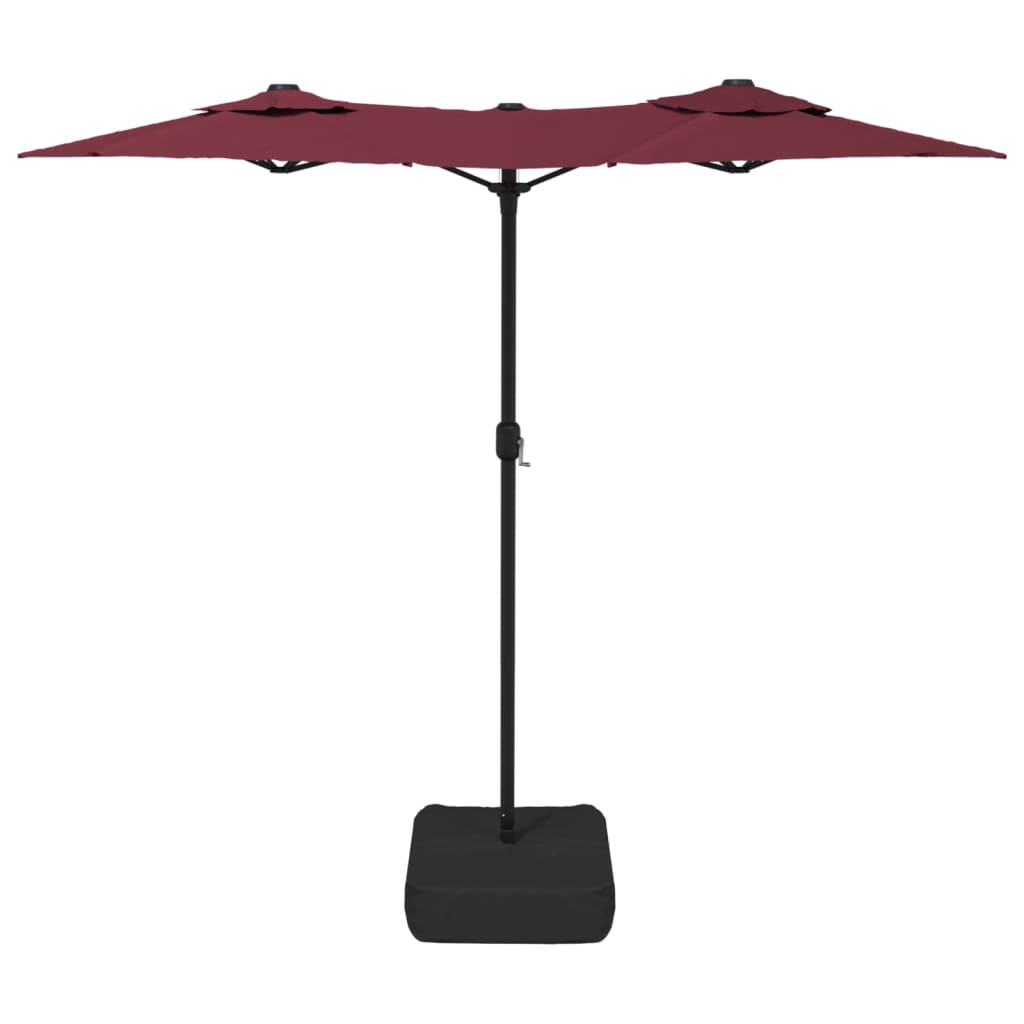 Ombrellone a Doppia Testa con LED Rosso Bordeaux 316x145 cm