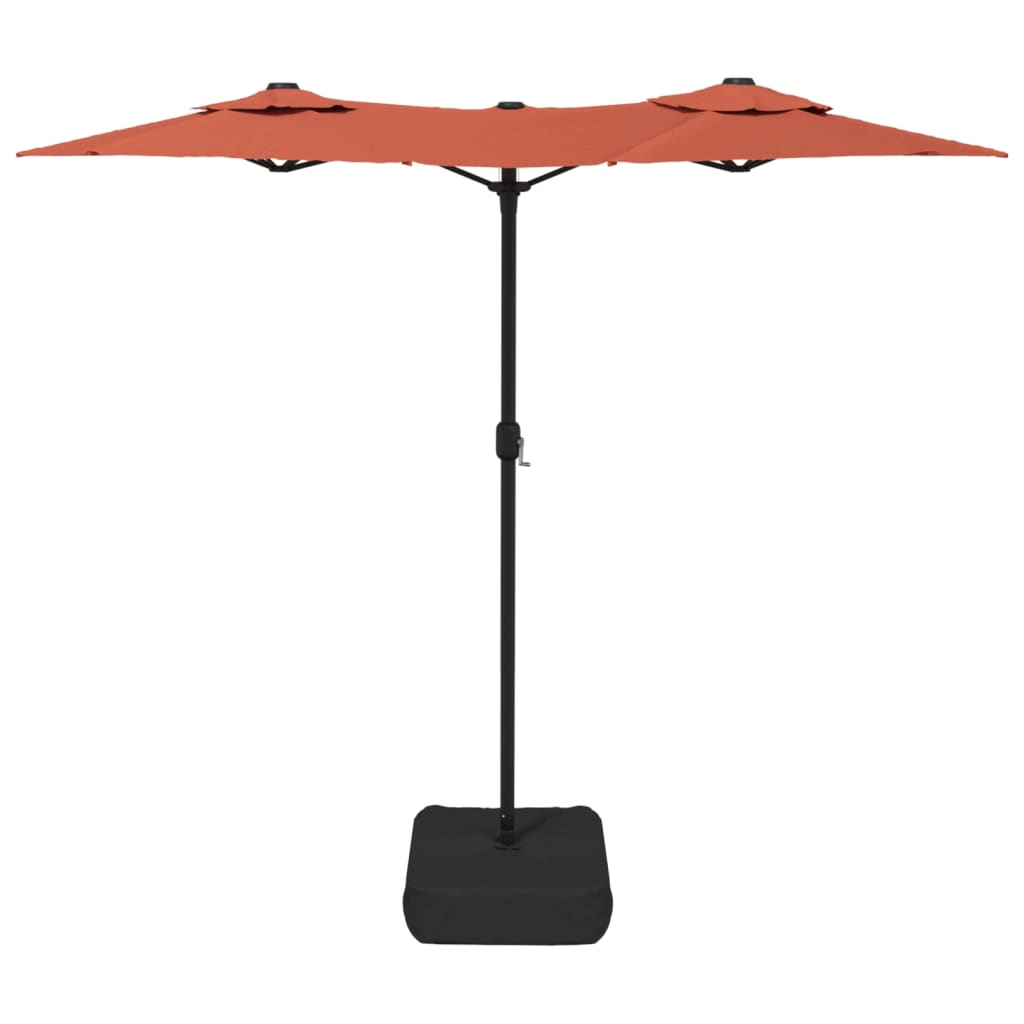 Ombrellone a Doppia Testa con LED Terracotta 316x145 cm