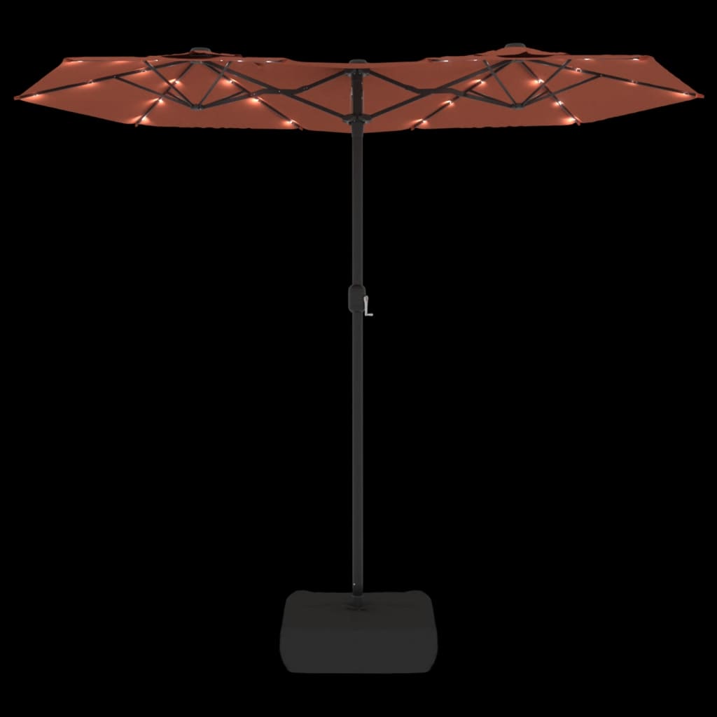 Ombrellone a Doppia Testa con LED Terracotta 316x145 cm