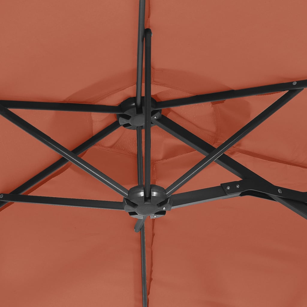 Ombrellone a Doppia Testa con LED Terracotta 316x145 cm