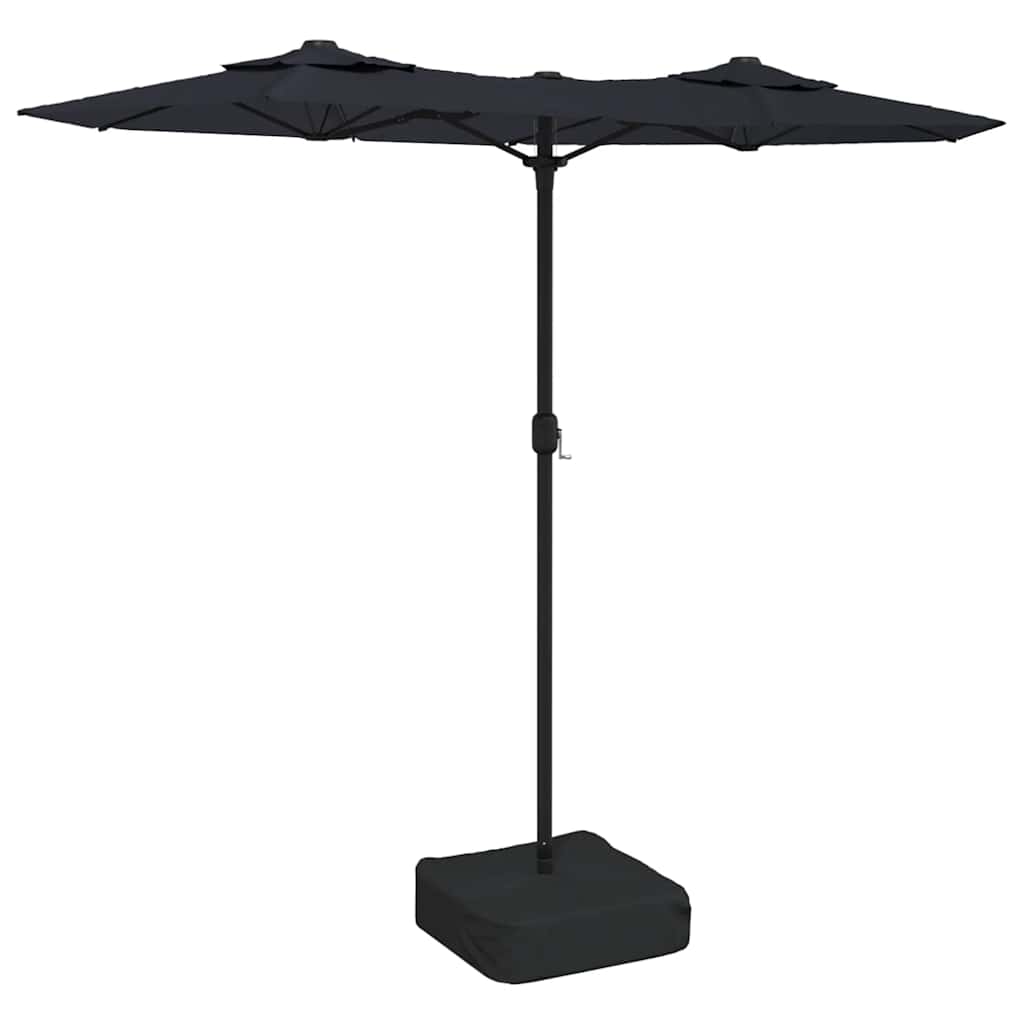Ombrellone a Doppia Testa con LED Nero 316x145 cm