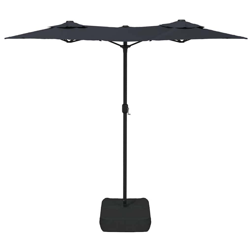 Ombrellone a Doppia Testa con LED Nero 316x145 cm