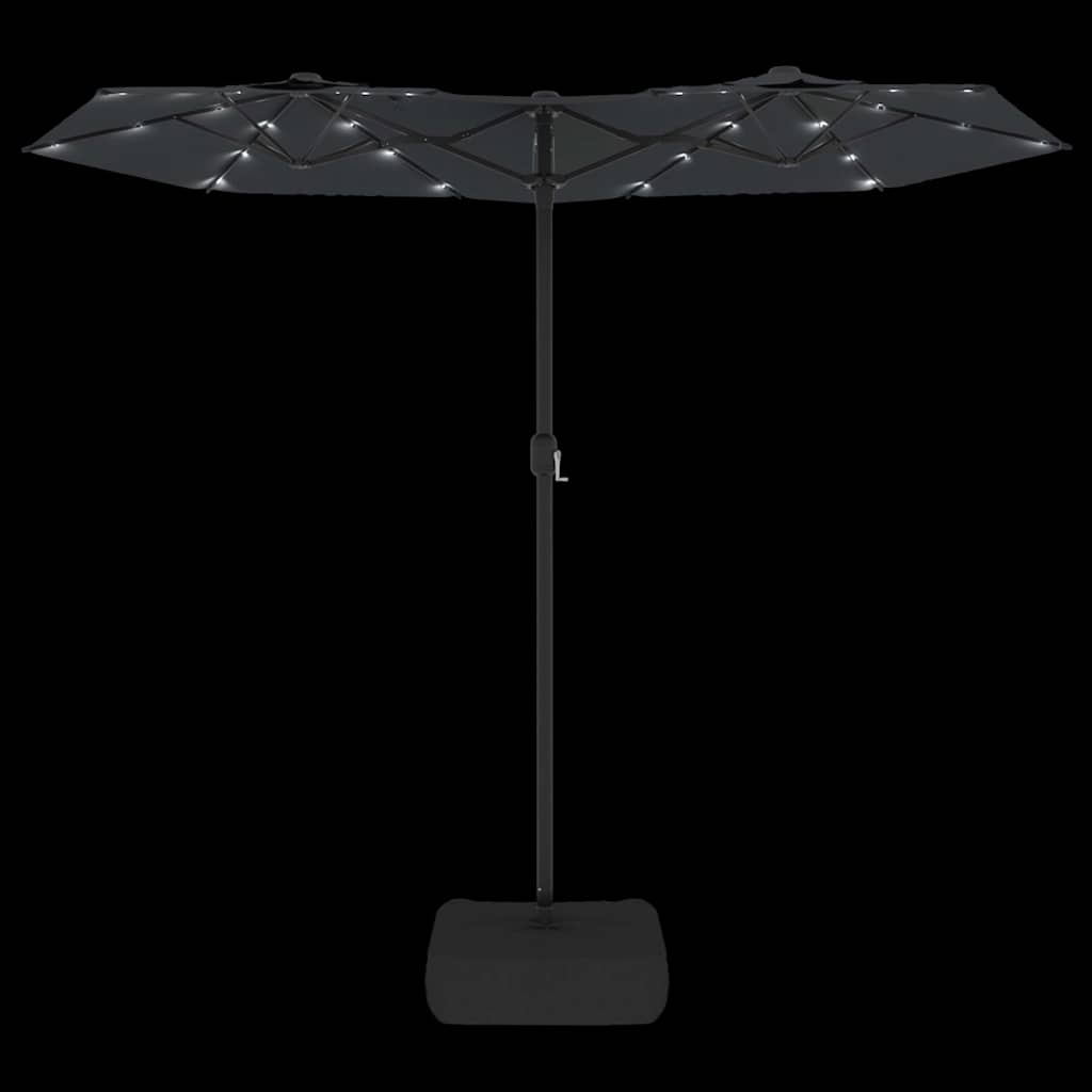 Ombrellone a Doppia Testa con LED Nero 316x145 cm