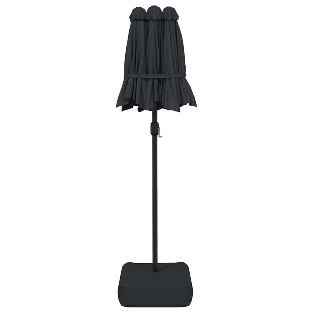 Ombrellone a Doppia Testa con LED Nero 316x145 cm