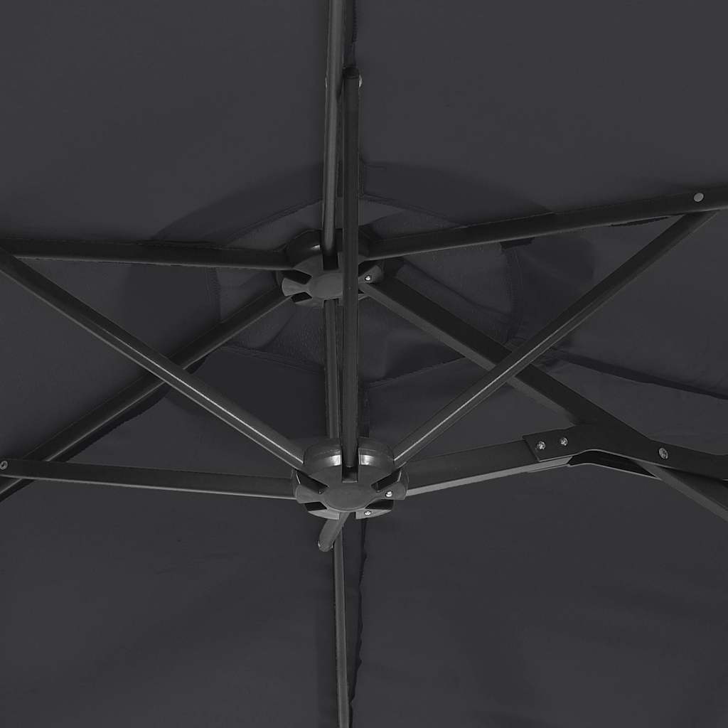 Ombrellone a Doppia Testa con LED Nero 316x145 cm
