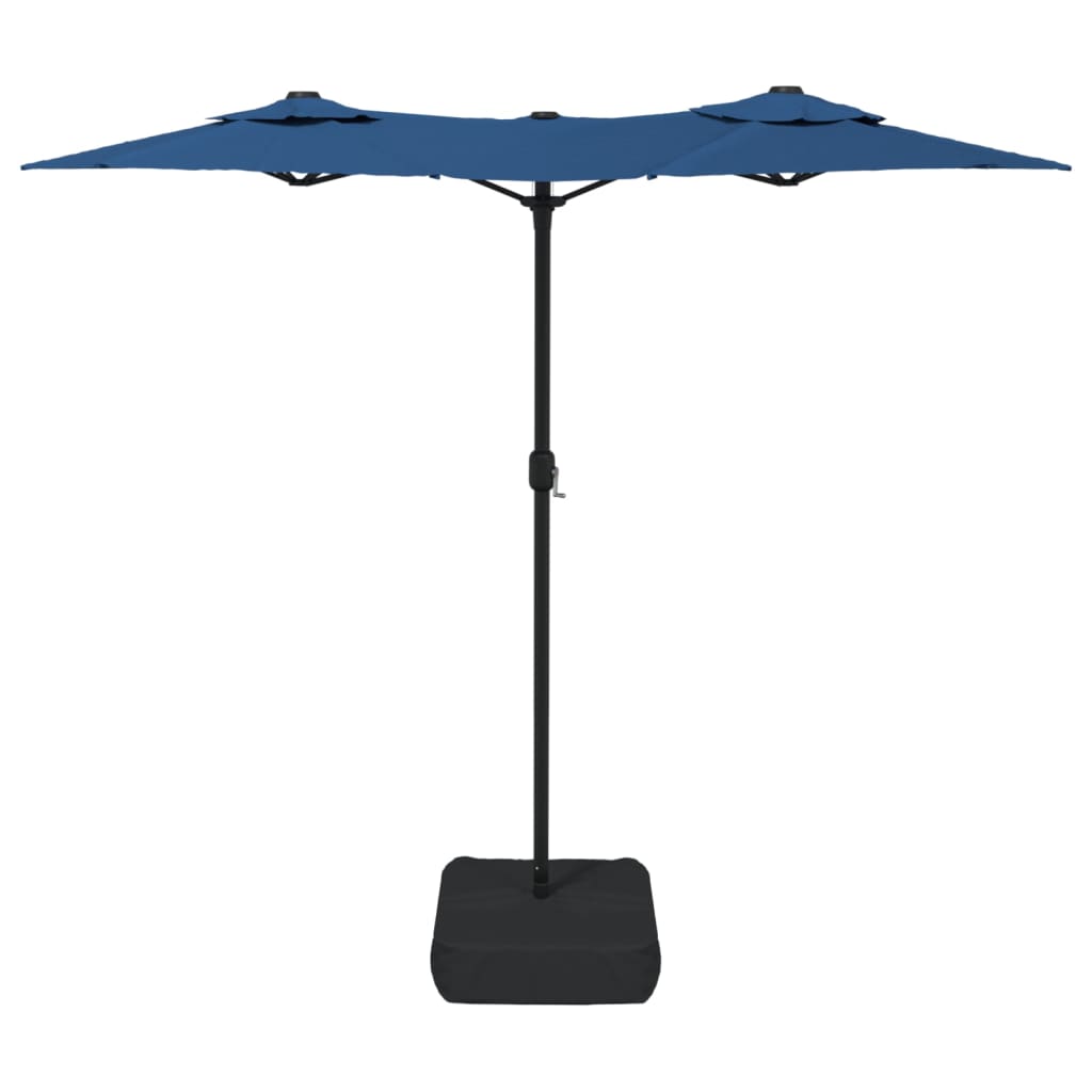Ombrellone a Doppia Testa con LED Azzurro 316x145 cm