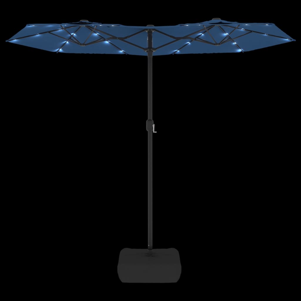 Ombrellone a Doppia Testa con LED Azzurro 316x145 cm