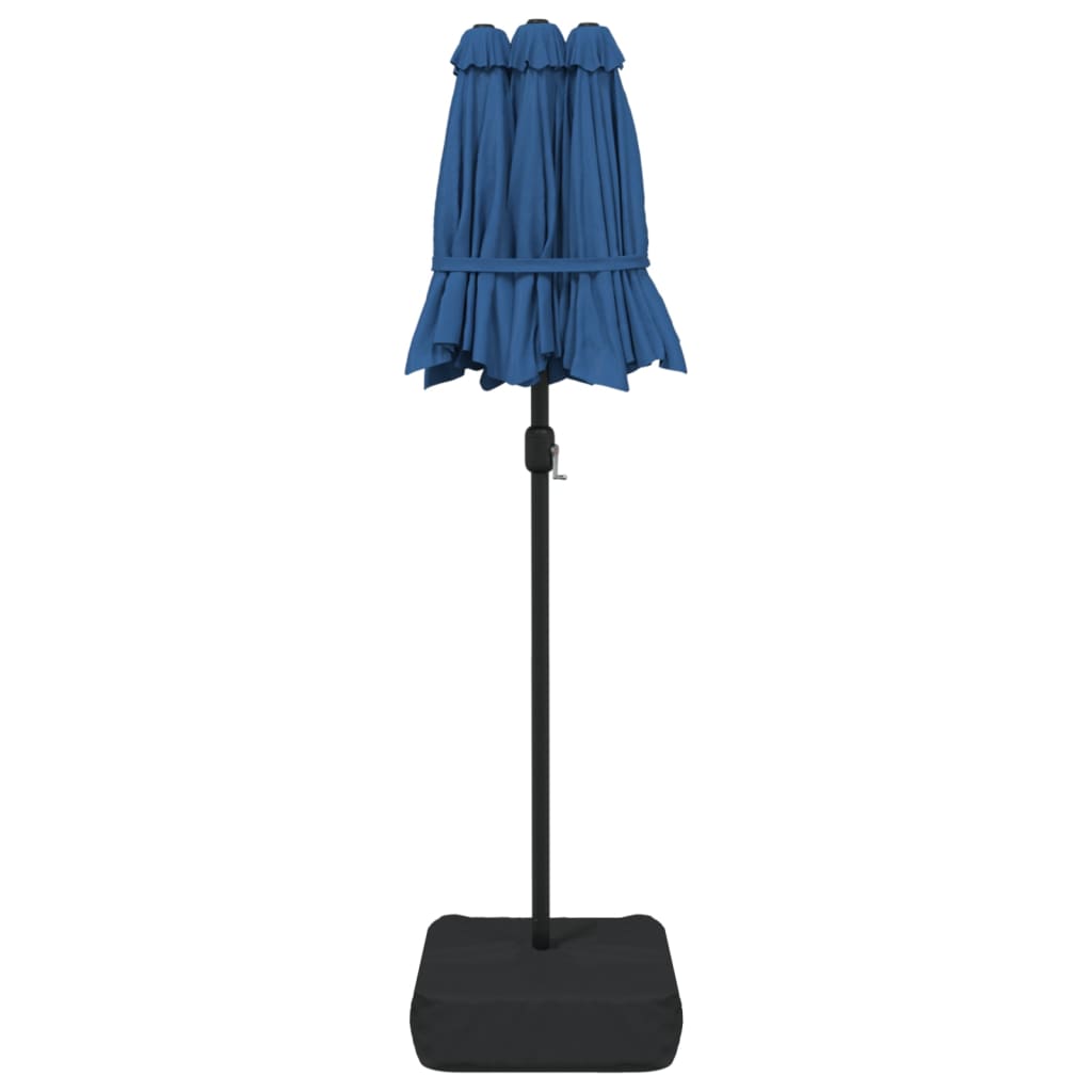 Ombrellone a Doppia Testa con LED Azzurro 316x145 cm