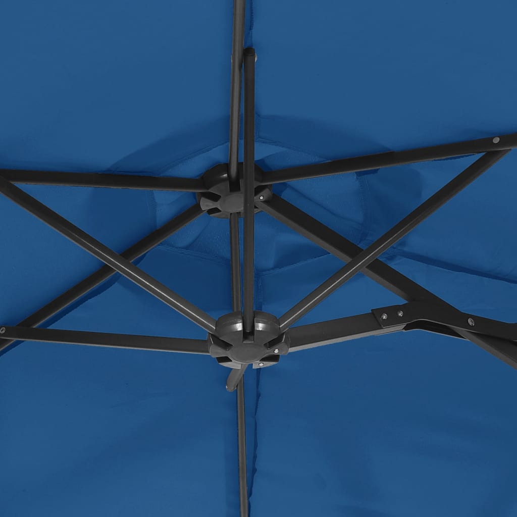 Ombrellone a Doppia Testa con LED Azzurro 316x145 cm