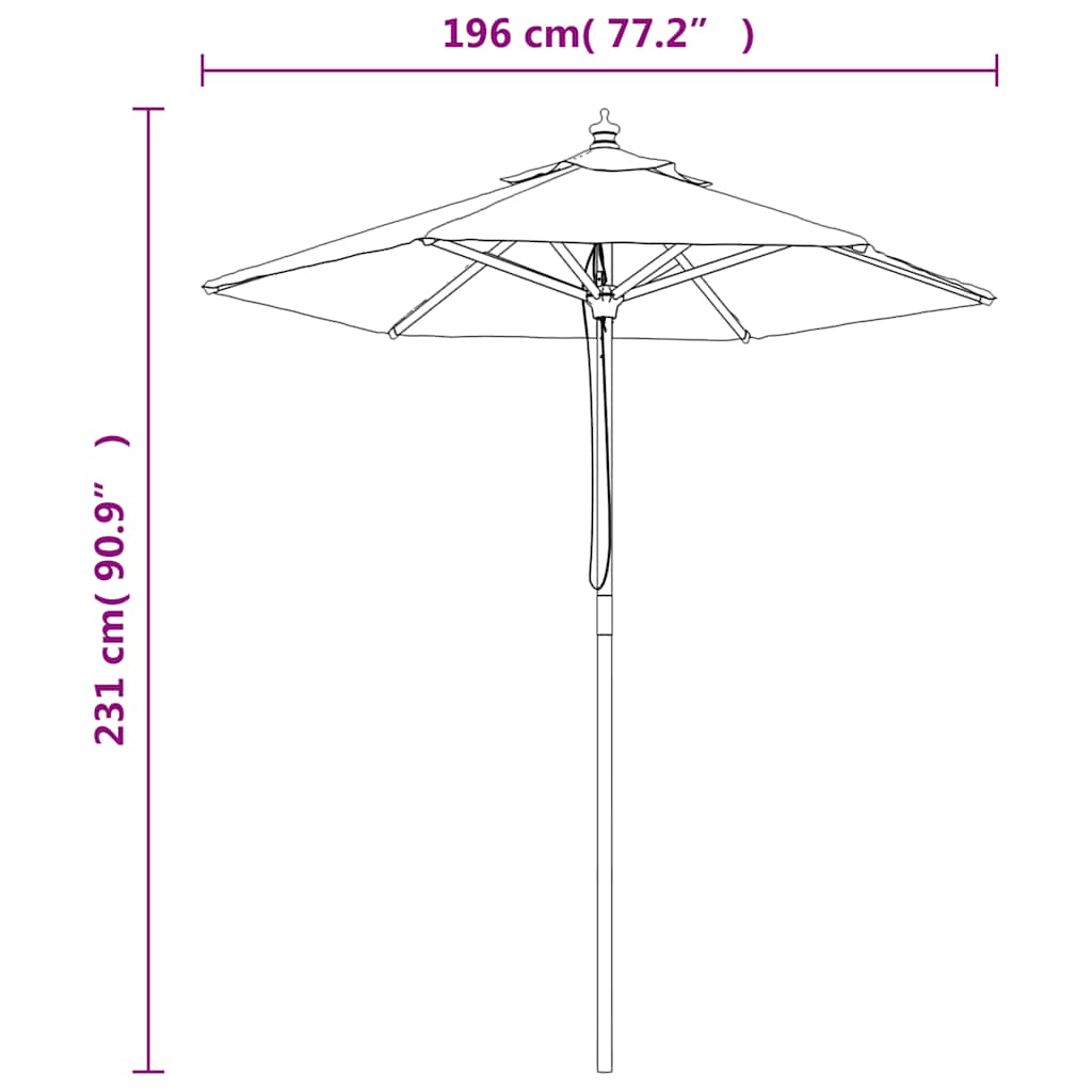 Ombrellone da Giardino con Palo in Legno Sabbia 196x231 cm